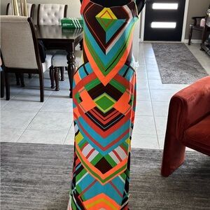 Fashion Nova Multicolor Geometric Maxi Dress